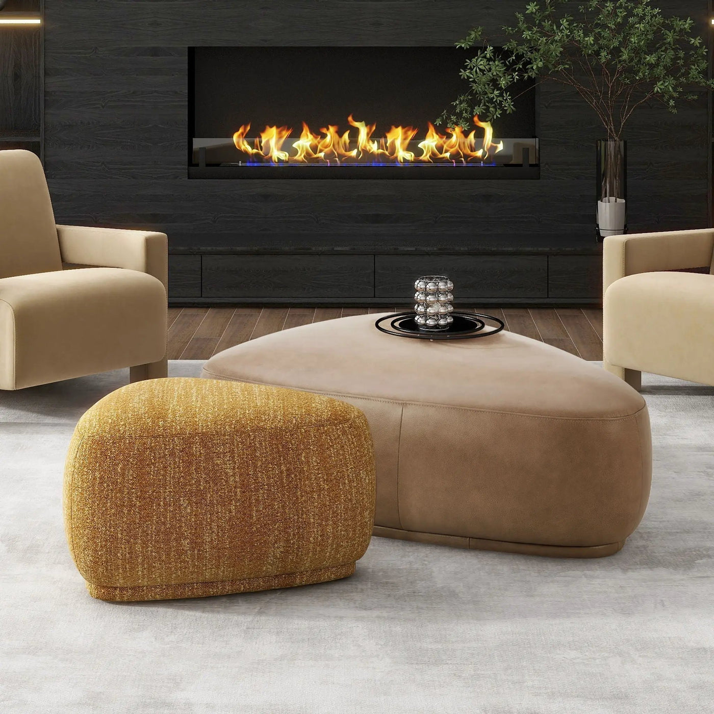 Pebble - Rounded Triangle Cocktail Ottoman by Unique Piece Furniture