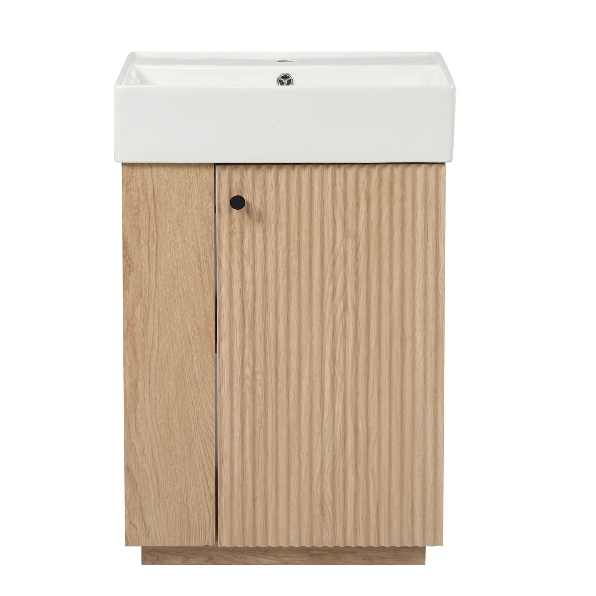 Bathroom Vanity With Sink, Freestanding Wood Grain Cabinet With Storage by HouseOfZazla