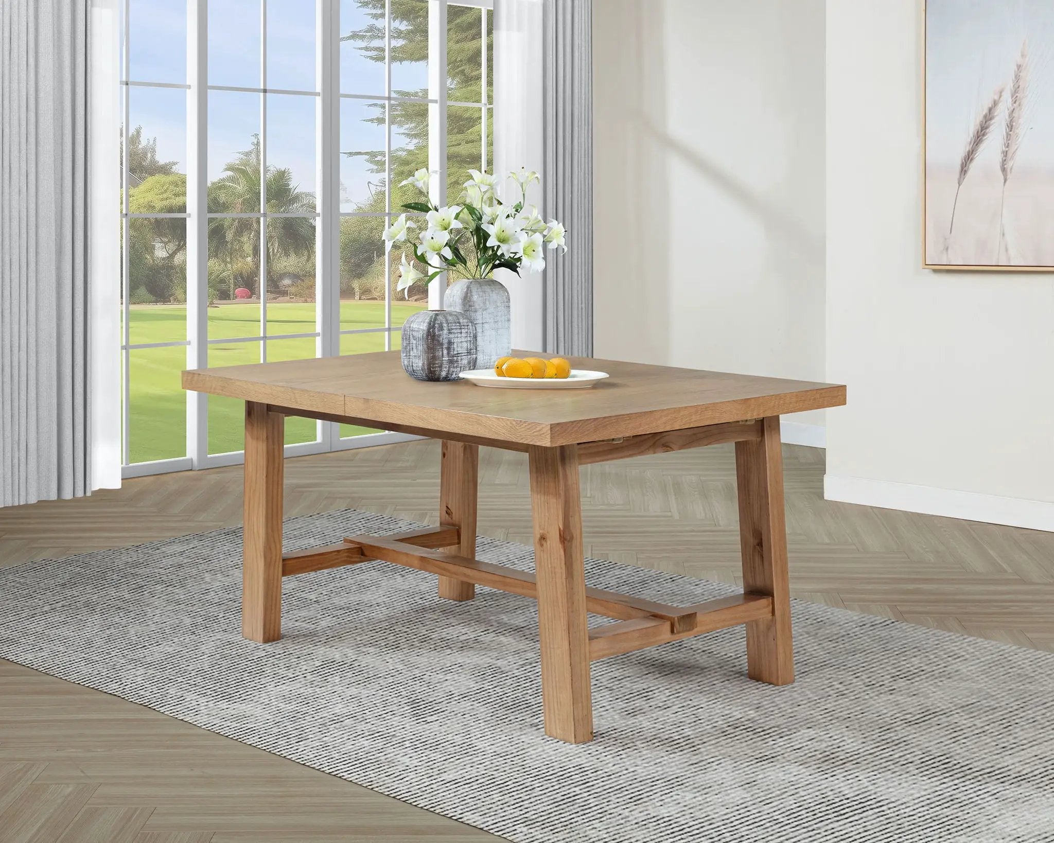 Middleton 76-inch Extension Leaf Dining Table Natural Brown by Unique Piece Furniture