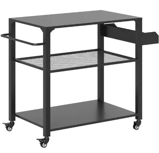 Movable Oven Table on Wheels - 3-Tier Outdoor Grill Cart by HouseOfZazla
