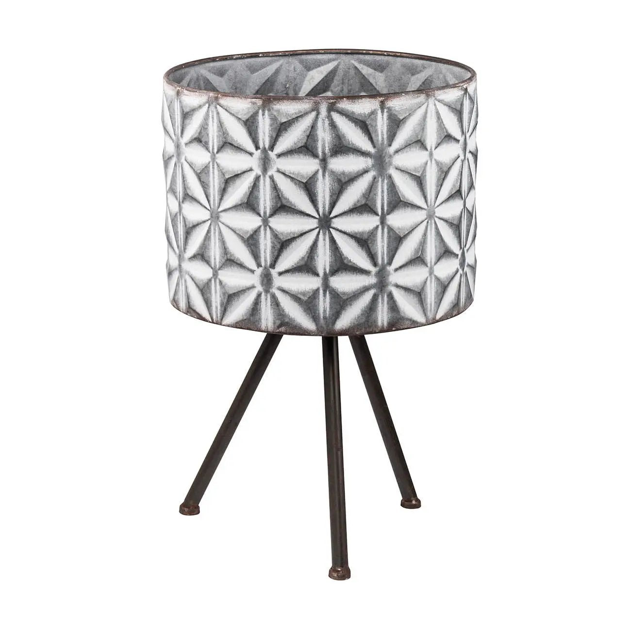 Metal Planter Stand, Round Galvanized Farmhouse Planter (Set of 2) - Gray by Unique Piece Furniture