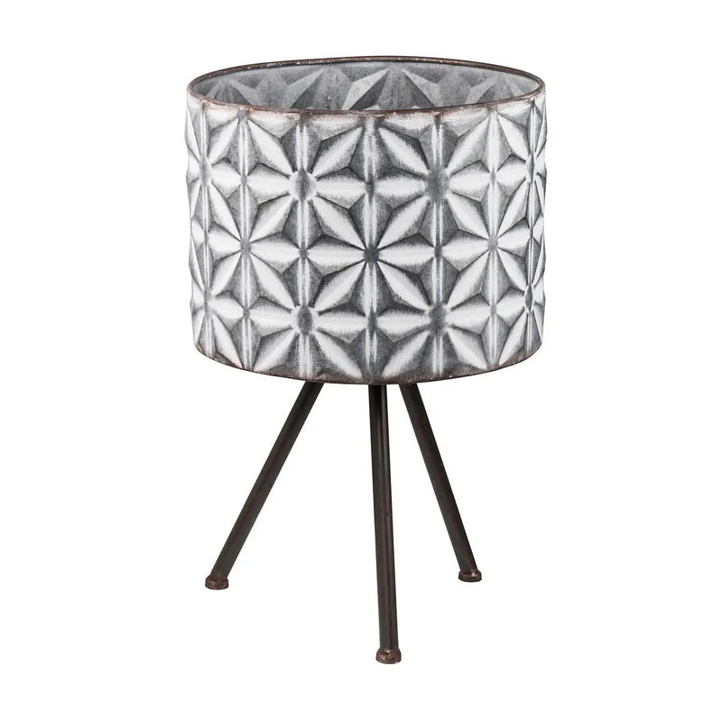 Metal Planter Stand, Round Galvanized Farmhouse Planter (Set of 2) - Gray by Unique Piece Furniture
