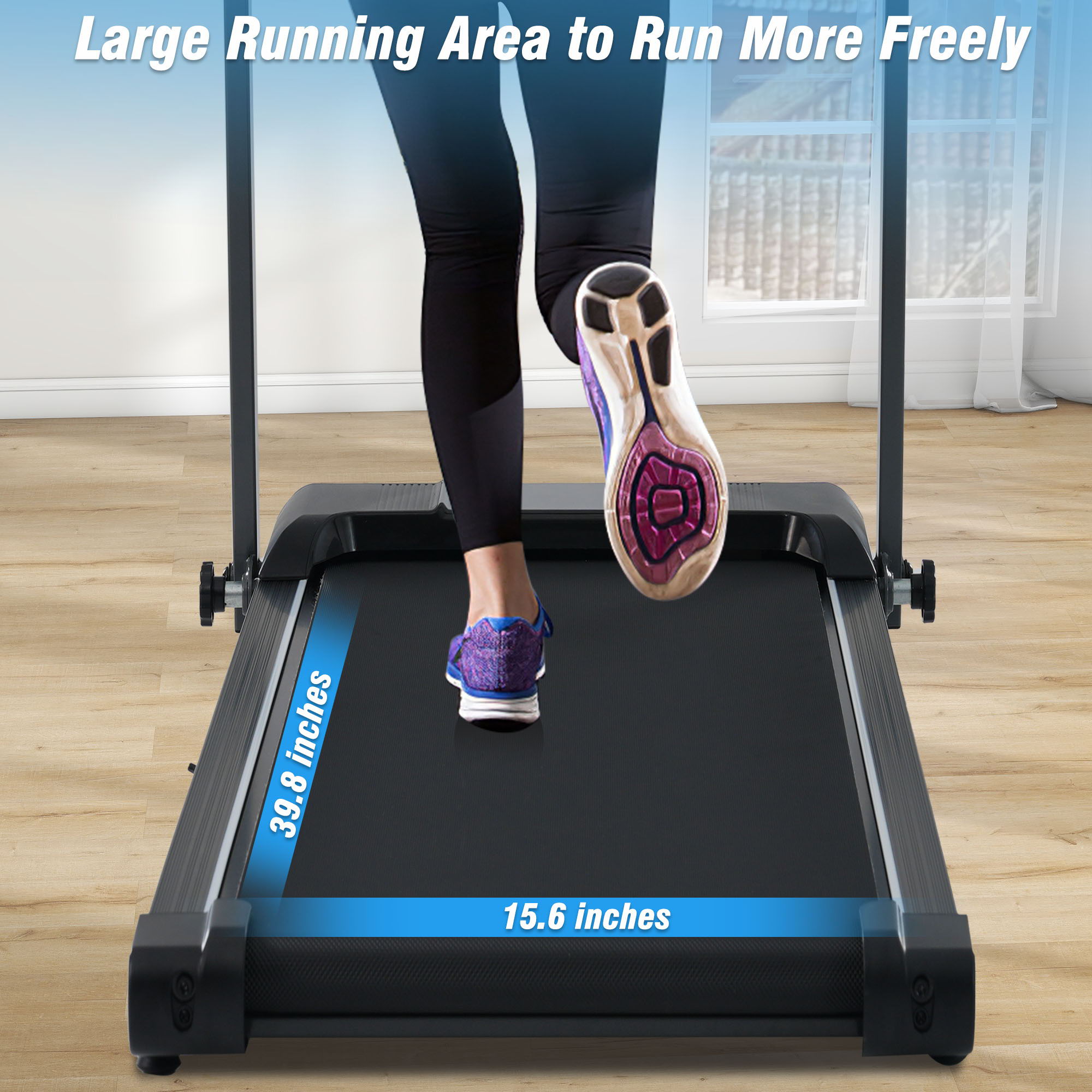 Folding Walking Pad Treadmill For Home With Incline 0.5 7.5Mph - Black by HouseOfZazla