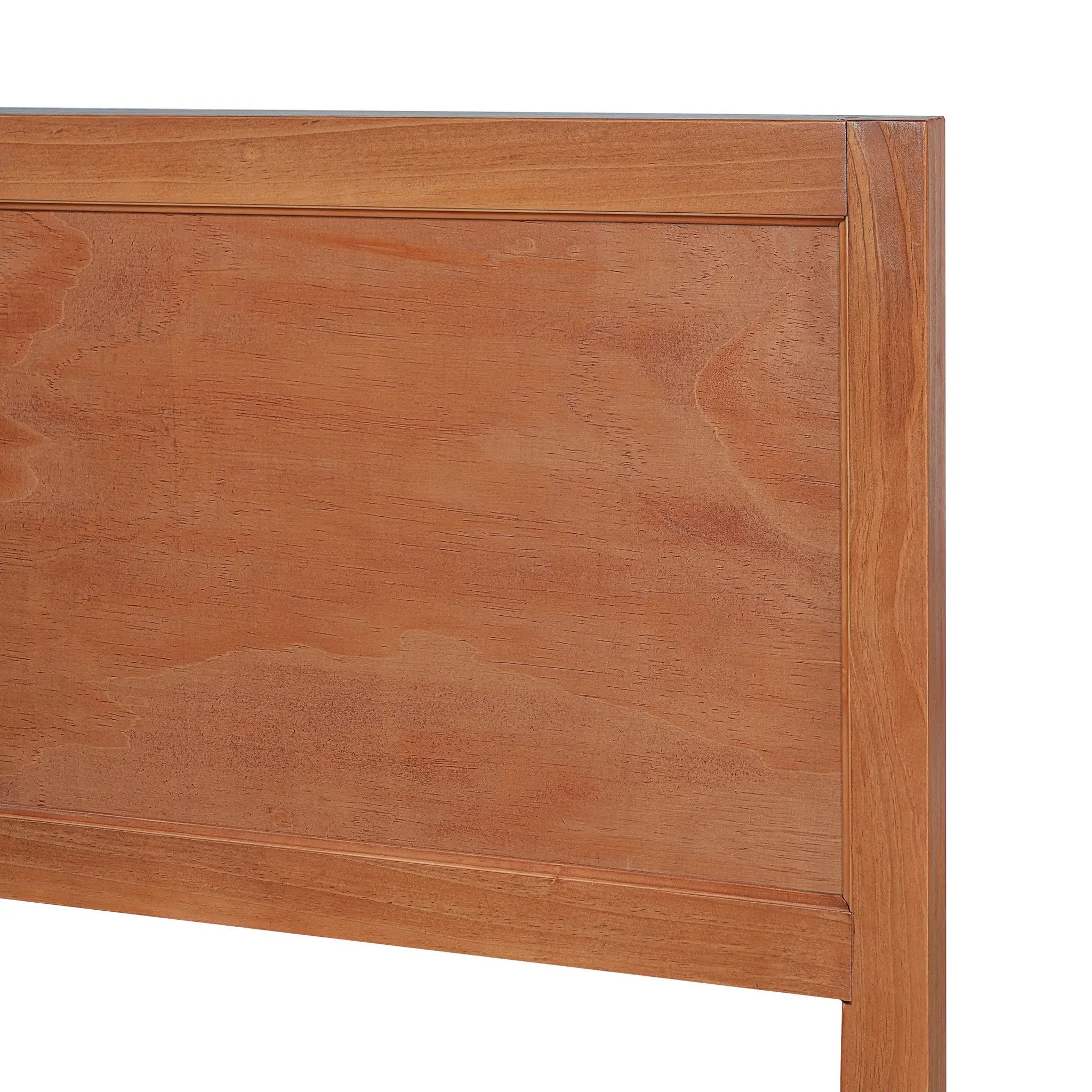 Queen Size Wood Platform Bed Frame with Classic Panel Headboard by HouseOfZazla