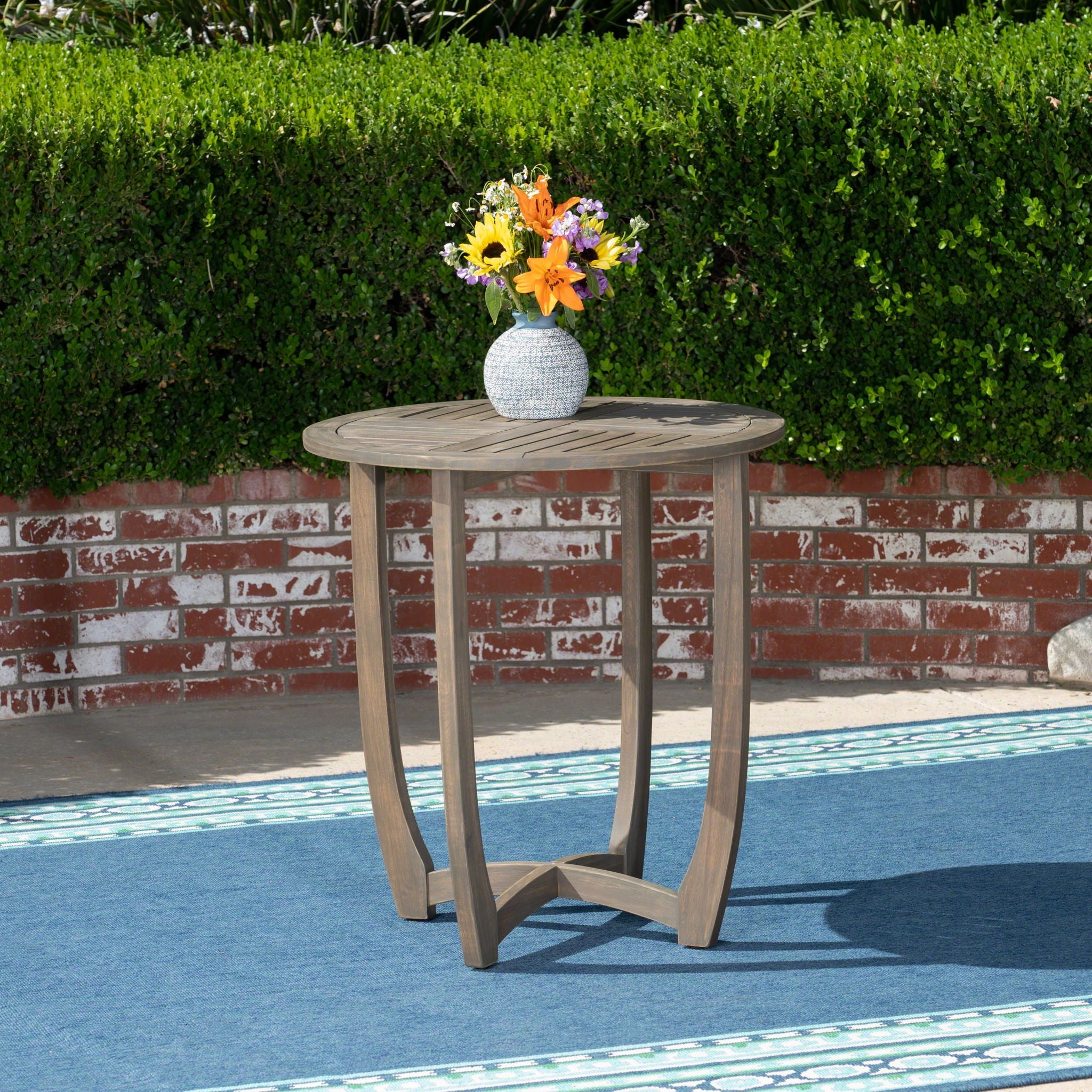 Hermosa Rustic Circular Bistro Table - Gray by HouseOfZazla