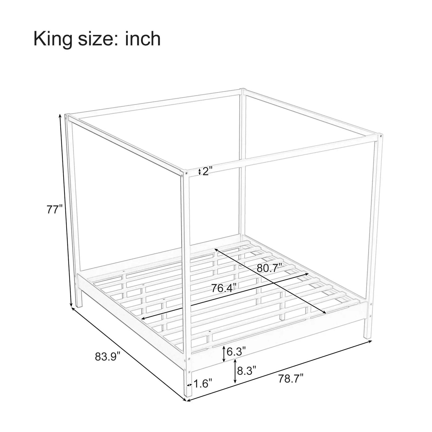 Canopy Bed Frame 4 Poster Platform Bed With Slats Support, No Box Spring Needed by HouseOfZazla