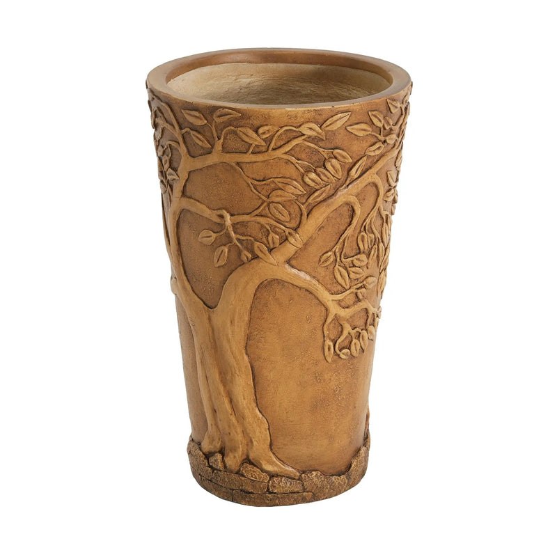 Tall Antique Bronze Tree-Embossed MGO Planter by HouseOfZazla