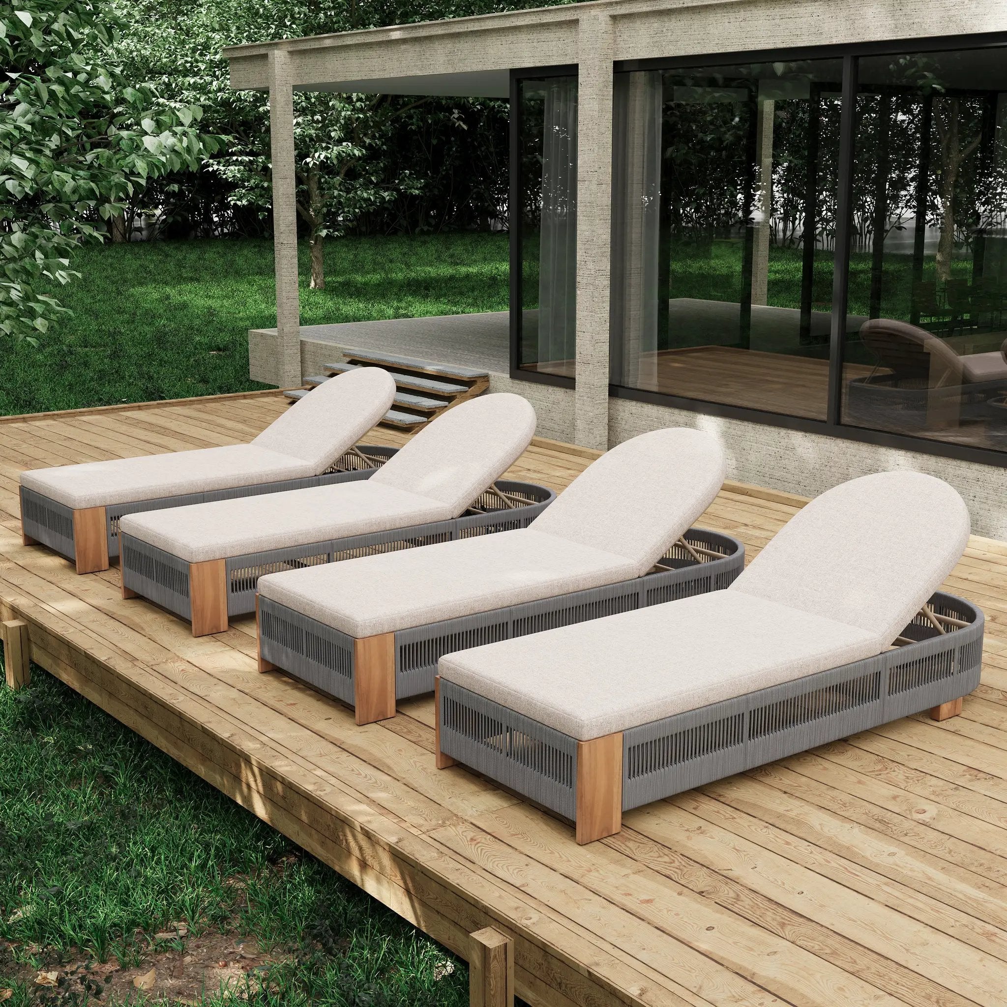 Outdoor Chaise Lounge Chair with Adjustable Backrest and Cushion by HouseOfZazla
