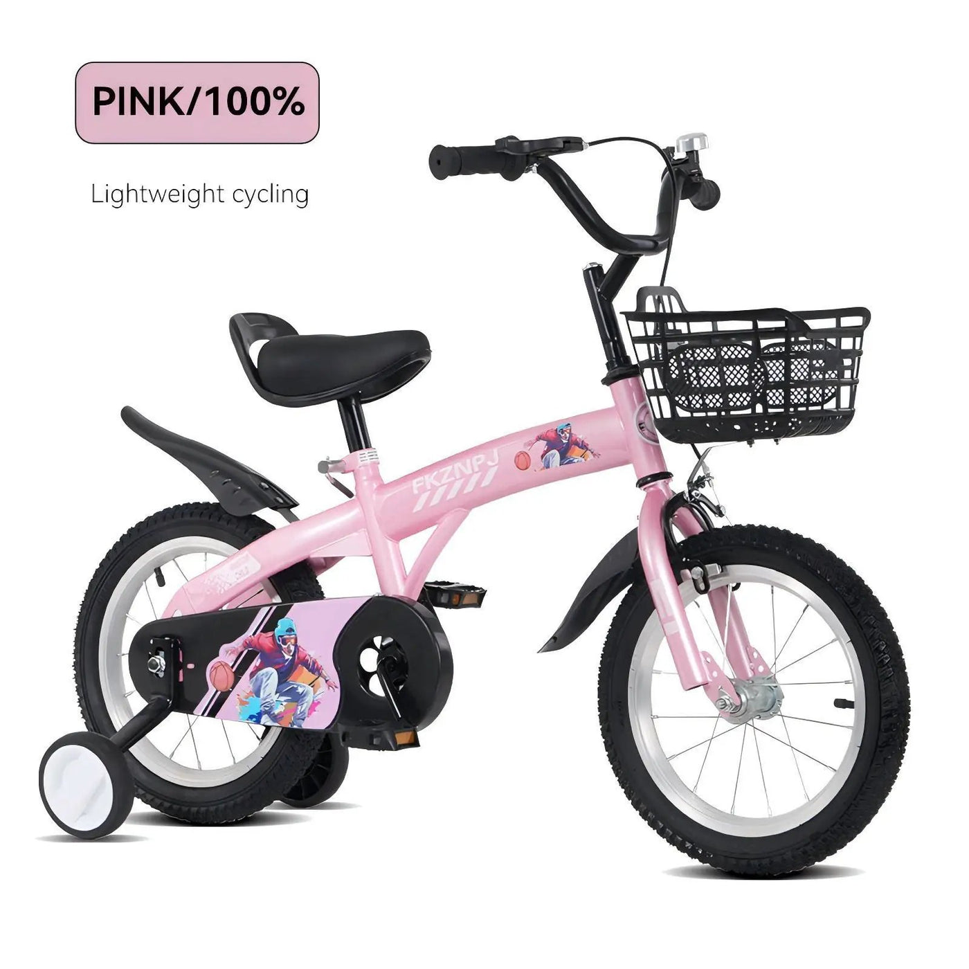 Fkznpj - 18" Sporty Kids Bike With Training Wheels And Stand Adjustable Saddle Suitable For Boys And Girls Aged 5 - 10 Years Tall Height 39 - 49" Available In A Variety Of Colors by HouseOfZazla