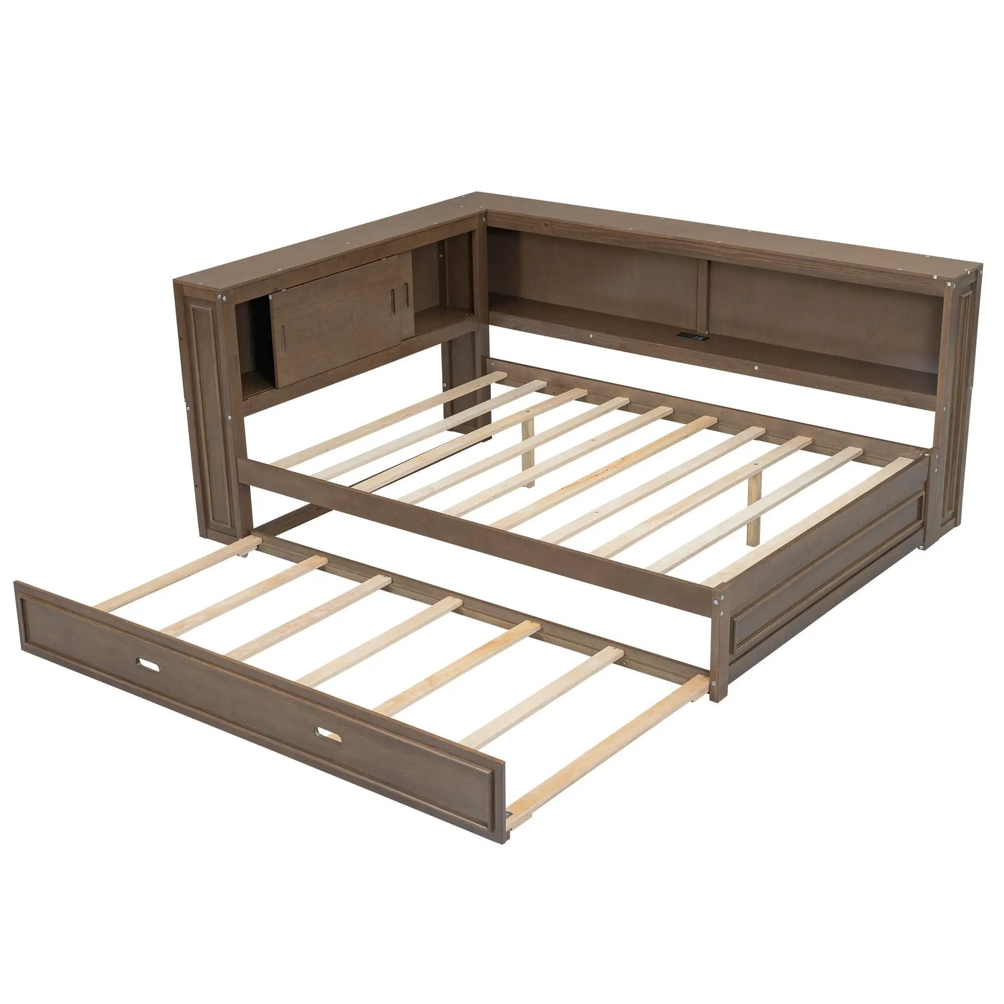 Daybed With Storage Shelves, LED, USB, And Trundle by Unique Piece Furniture
