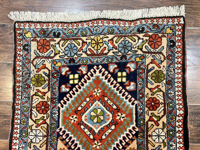 Persian Tribal Runner Rug 2.9 x 14, Colorful Rare Antique Persian Shiraz Yalameh Geometric Carpet for Hallway, 14ft Runner, Handmade, Wool, Red by Jewel Rugs