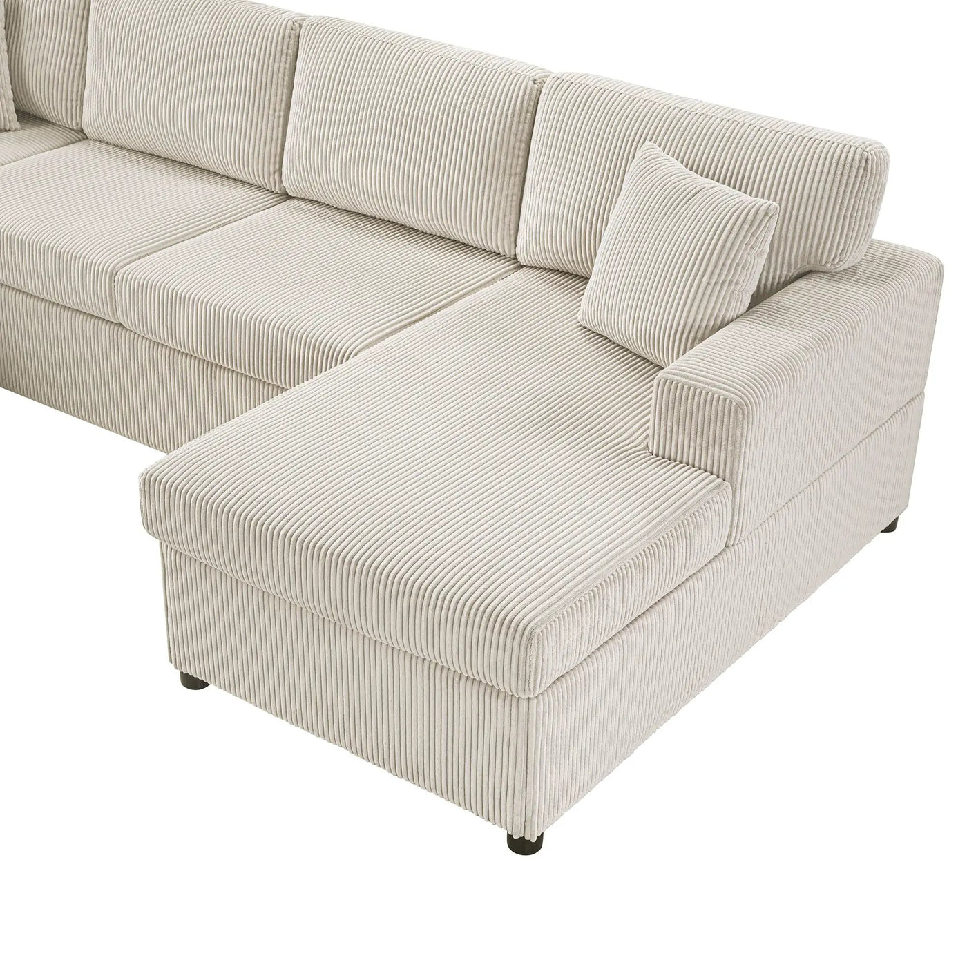 Oversized Sectional U-Shaped Sofa With Chaise Lounge And Three Soft Throw Pillows by HouseOfZazla