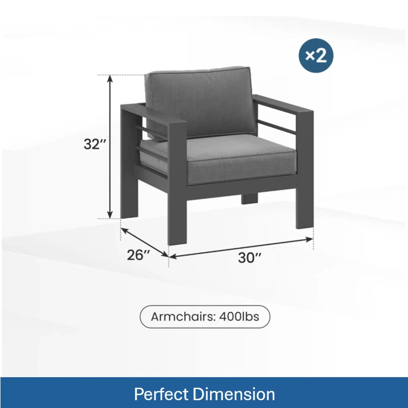 Modern All-Weather Patio Armchairs With Thick Cushions (Set of 2) by HouseOfZazla