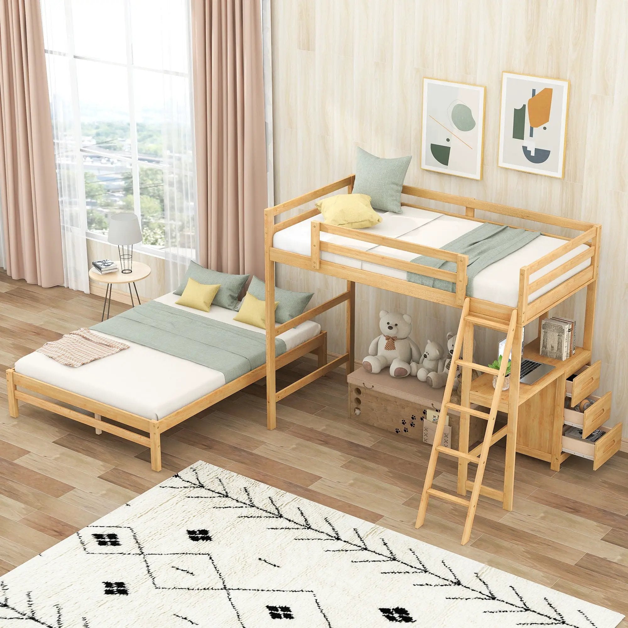 Bunk Bed With Built In Desk And 3 Drawers by Unique Piece Furniture