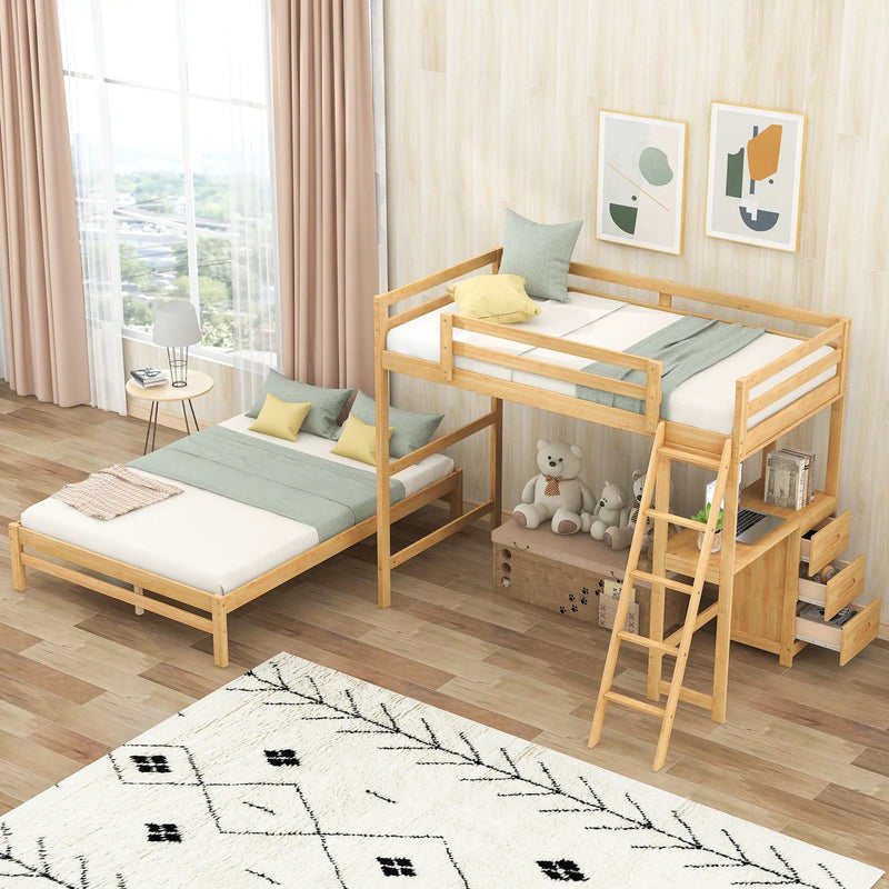 Bunk Bed With Built In Desk And 3 Drawers by Unique Piece Furniture