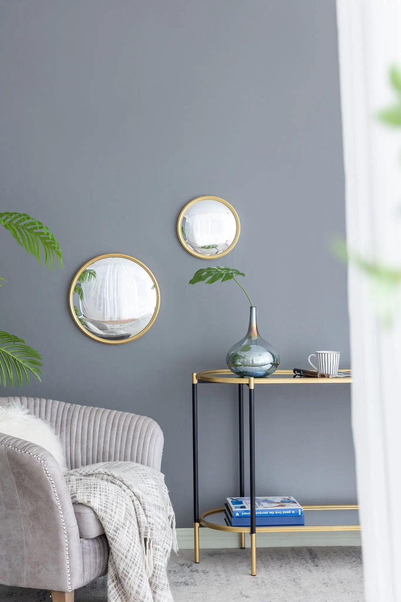 Round Mirror, Circle Mirror With Iron Frame For Living Room Bedroom Vanity Entryway Hallway by Unique Piece Furniture