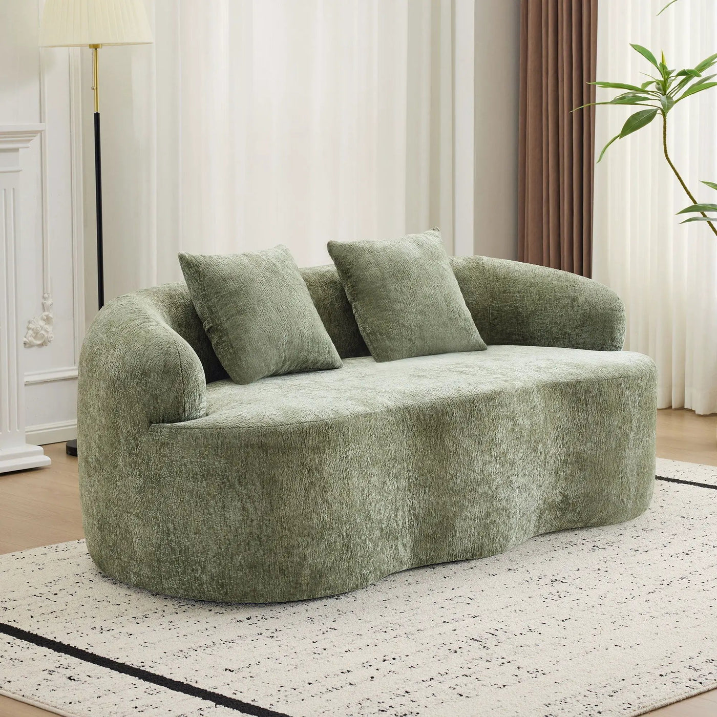 Curved Loveseat Sofa With Round Armrest by HouseOfZazla