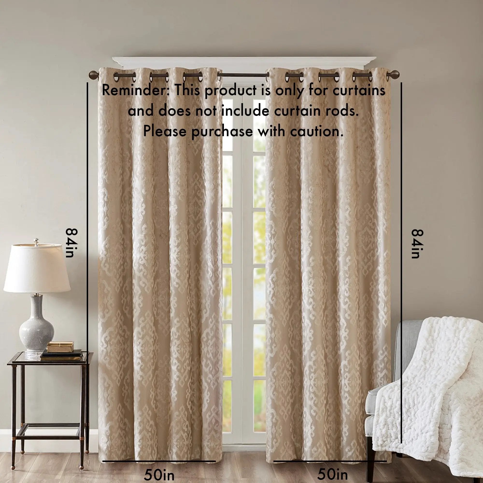 Knitted Jacquard Damask Total Blackout Grommet Top Curtain Panel by HouseOfZazla