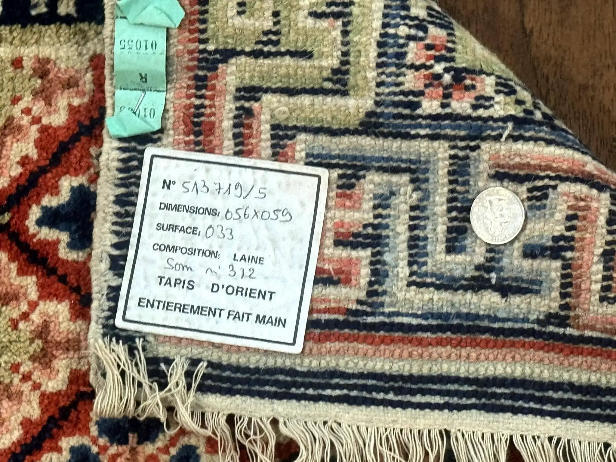 Small Antique Chinese Rug 2x2, Red Blue Square Rug Mat, Handmade, Tibetan Rug by Jewel Rugs