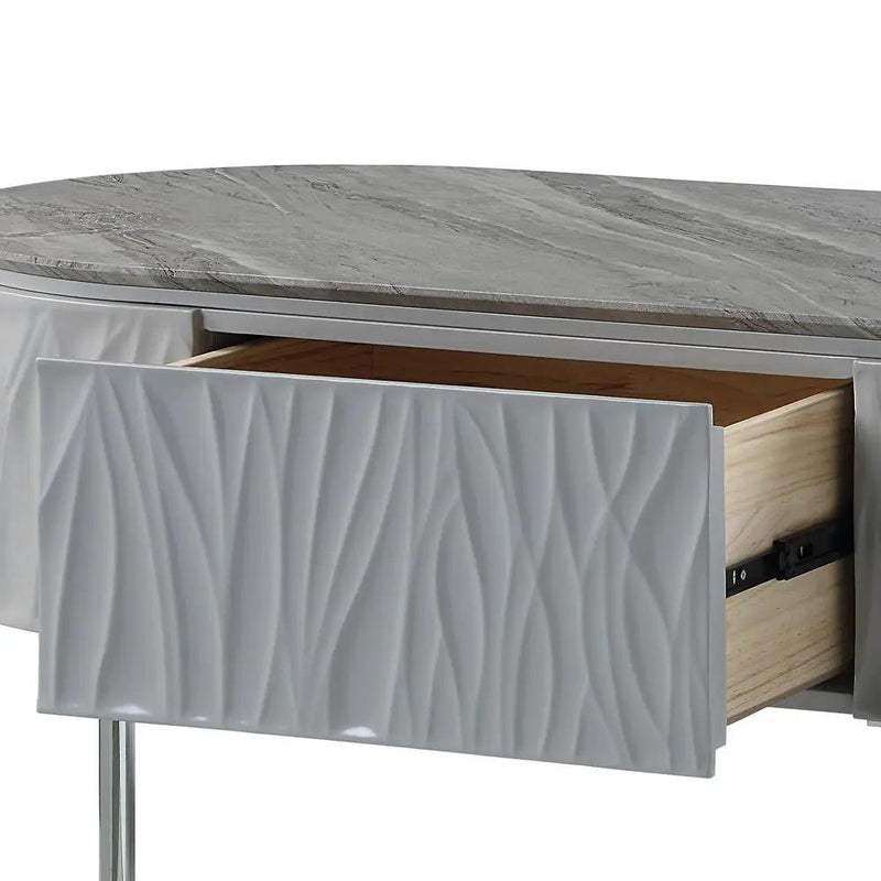 Yukino - Coffee Table - Gray High Gloss & Chrome by Unique Piece Furniture