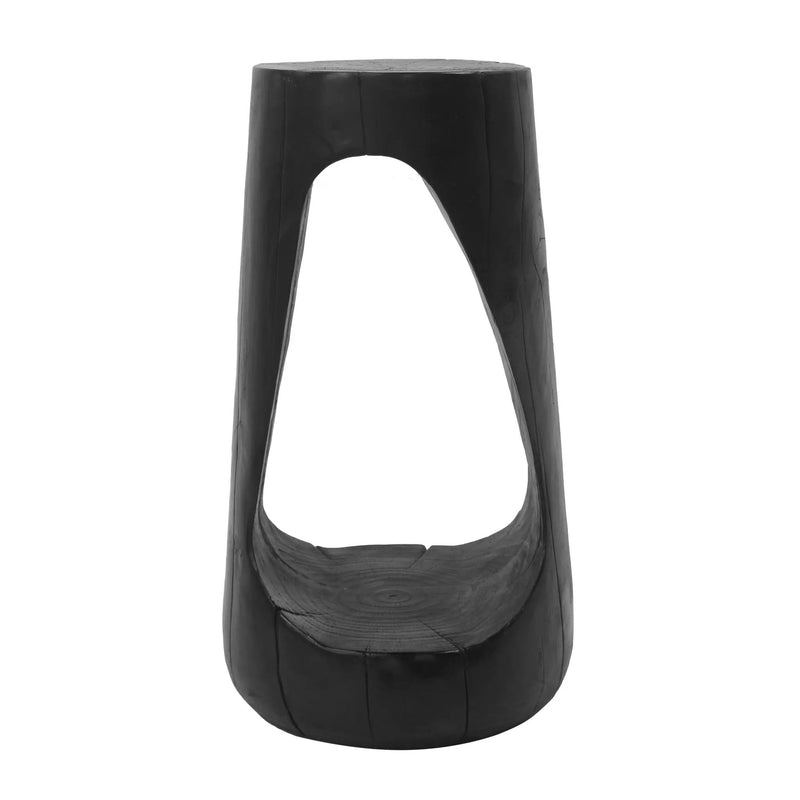 Hollow Design End Table with Wood Like Texture, and Black Color by BLAKHOM