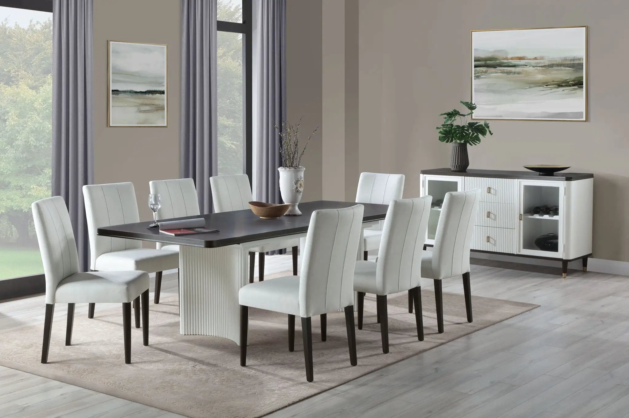 Carene - Dining Table (With Leaf) - Brown / White by Unique Piece Furniture