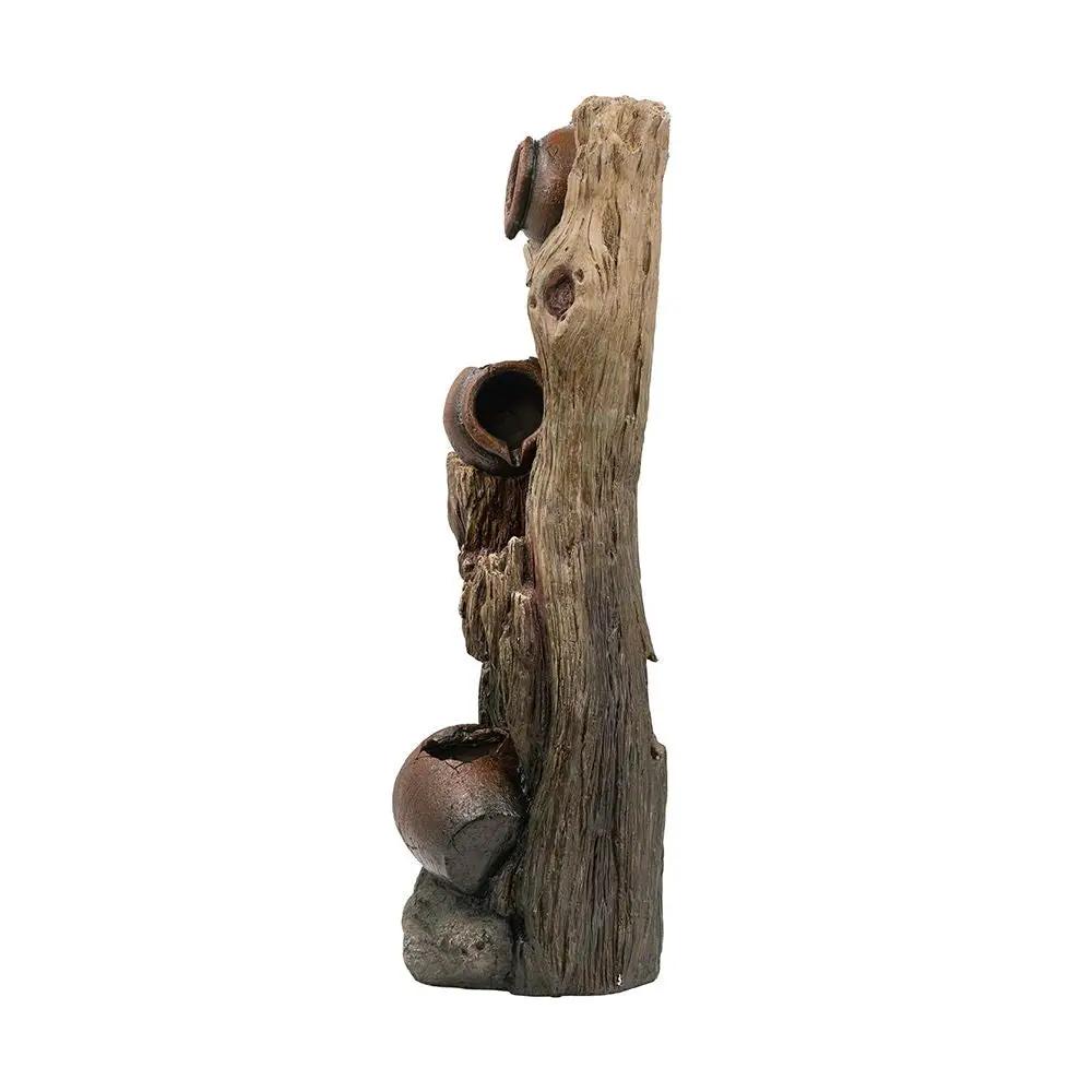 Decorative 3 Tier Tree Trunk Fountain With Lights And Pump - Brown by Unique Piece Furniture
