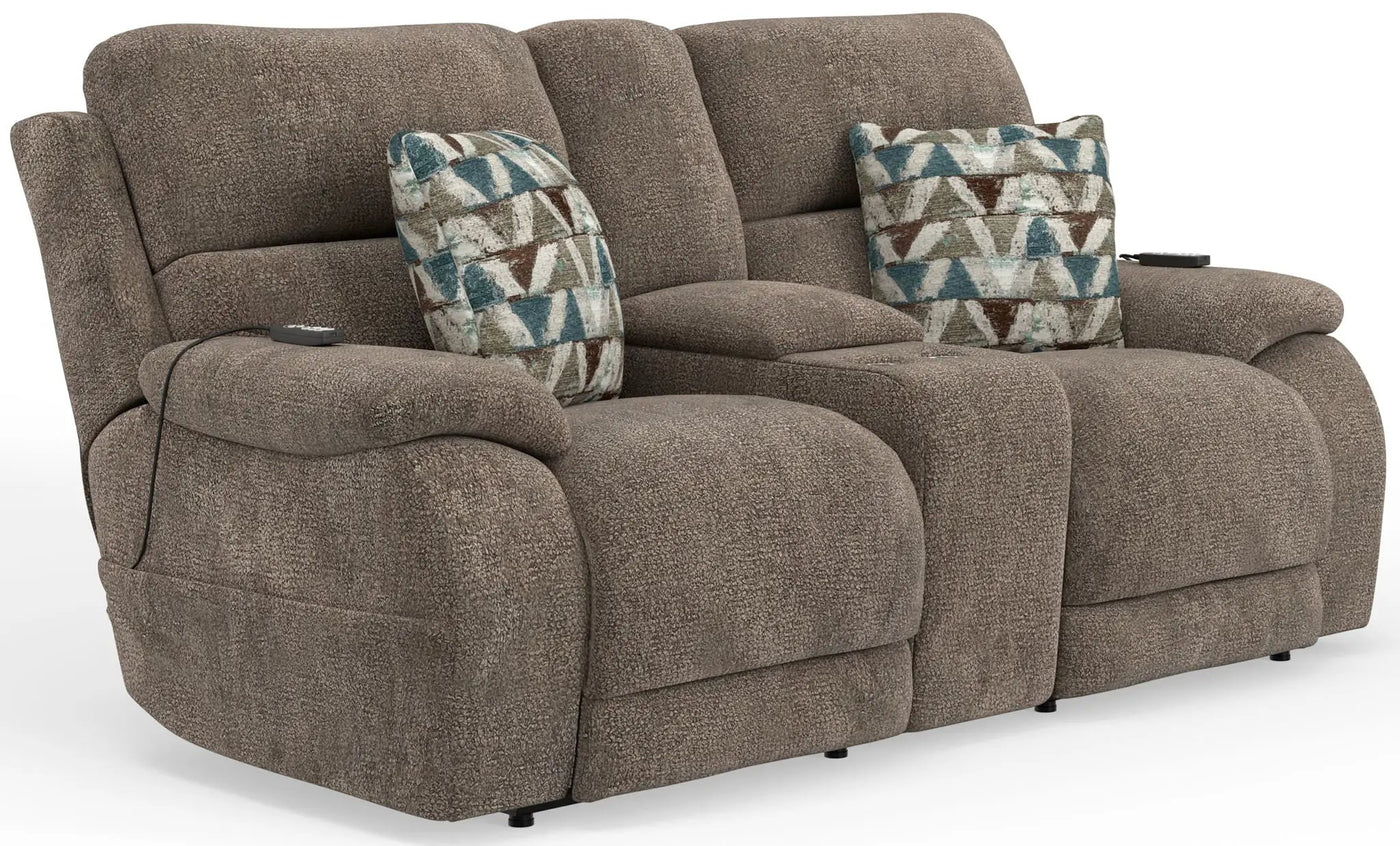 Joya - Power Headrest Power Lay Flat Reclining Console Loveseat With CR3 Heat/Massage/Lumbar/ZG by Unique Piece Furniture