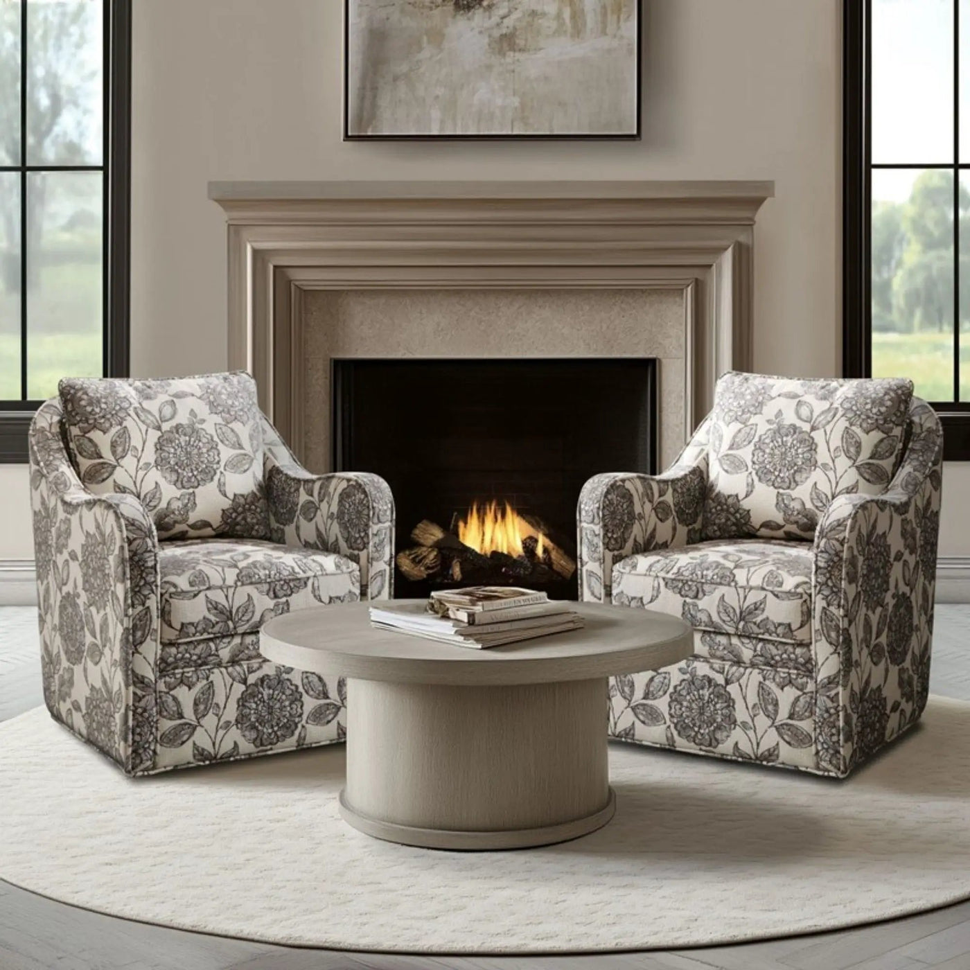 Wide Seat Arm Chair With 360 Degree Rotation by HouseOfZazla
