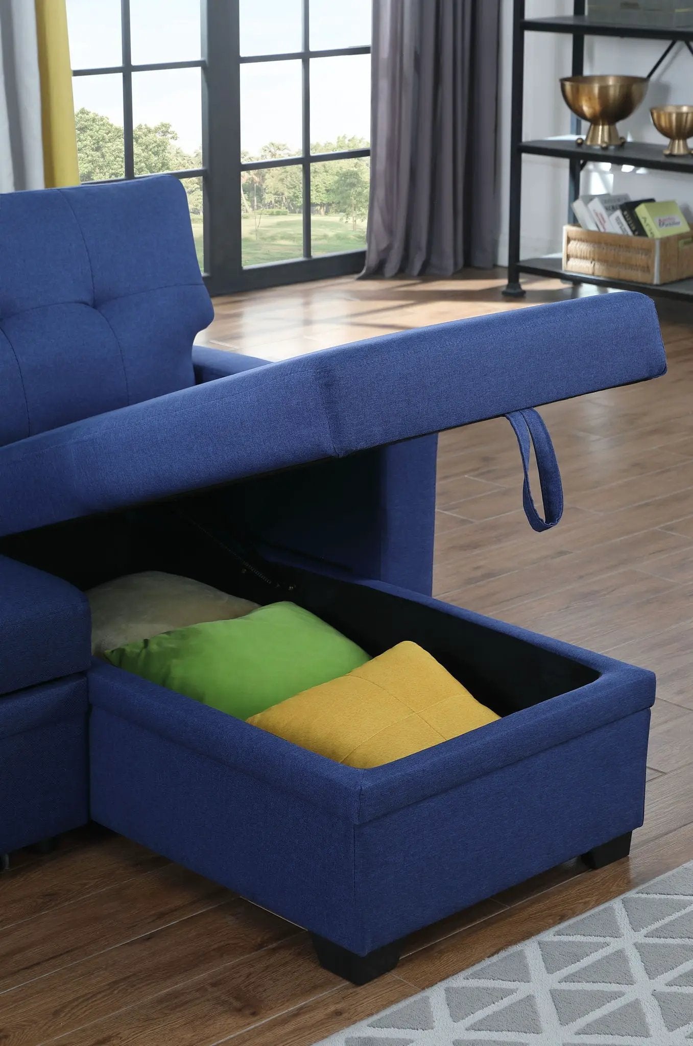 Upholstered Pull Out Sectional Sofa With Chaise by HouseOfZazla