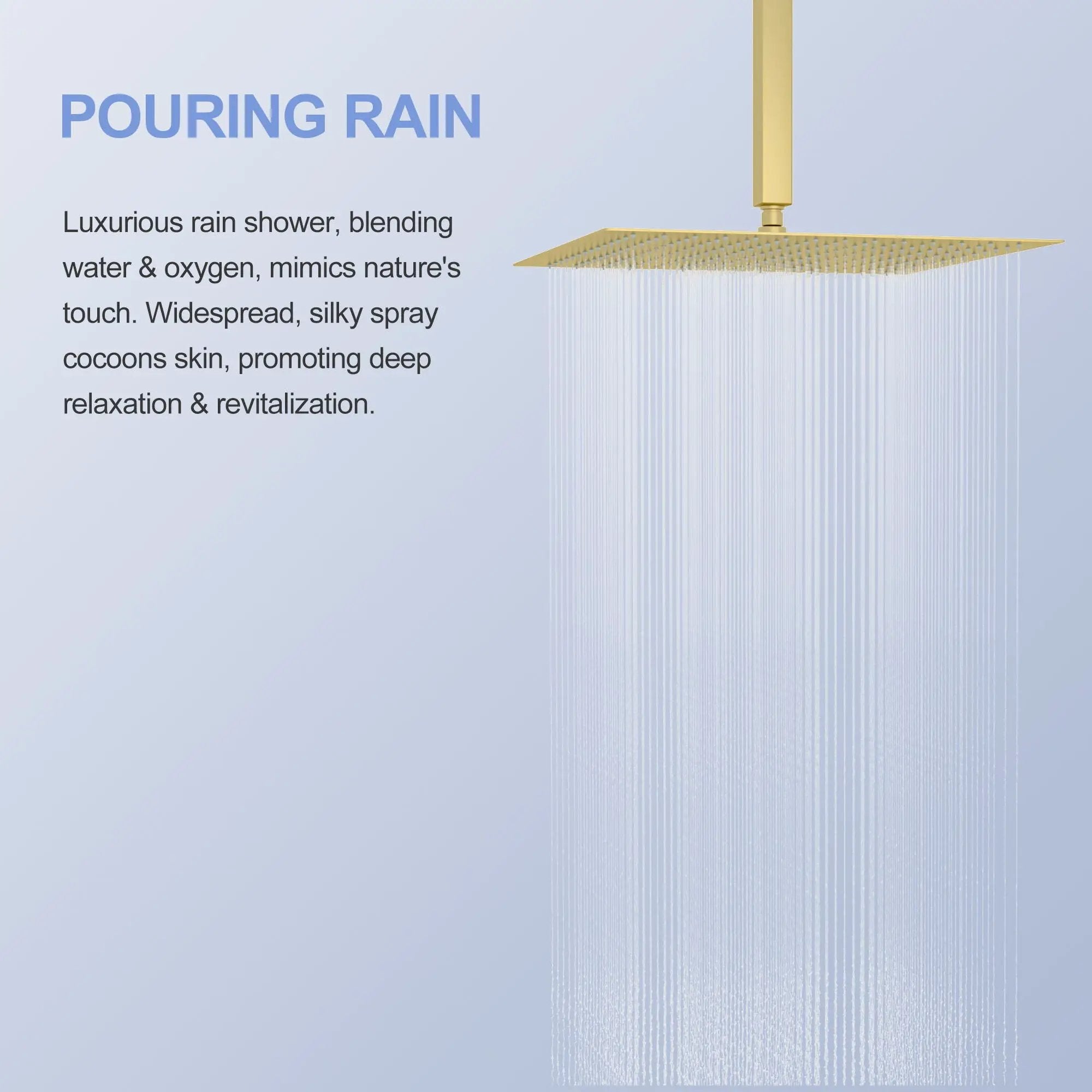 16" Square Rainfall Shower Head Fixed Wall Mount With Full Body Coverage & Self Cleaning Silicone Nozzles by HouseOfZazla