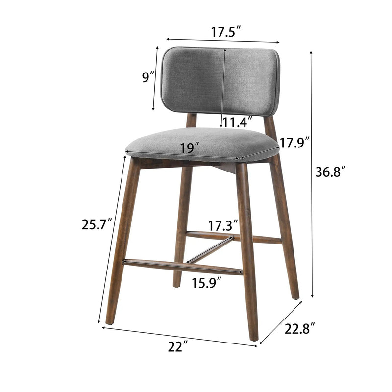 25.7 Inch Seat Height Fabric & Rubberwood Bar Stool by HouseOfZazla