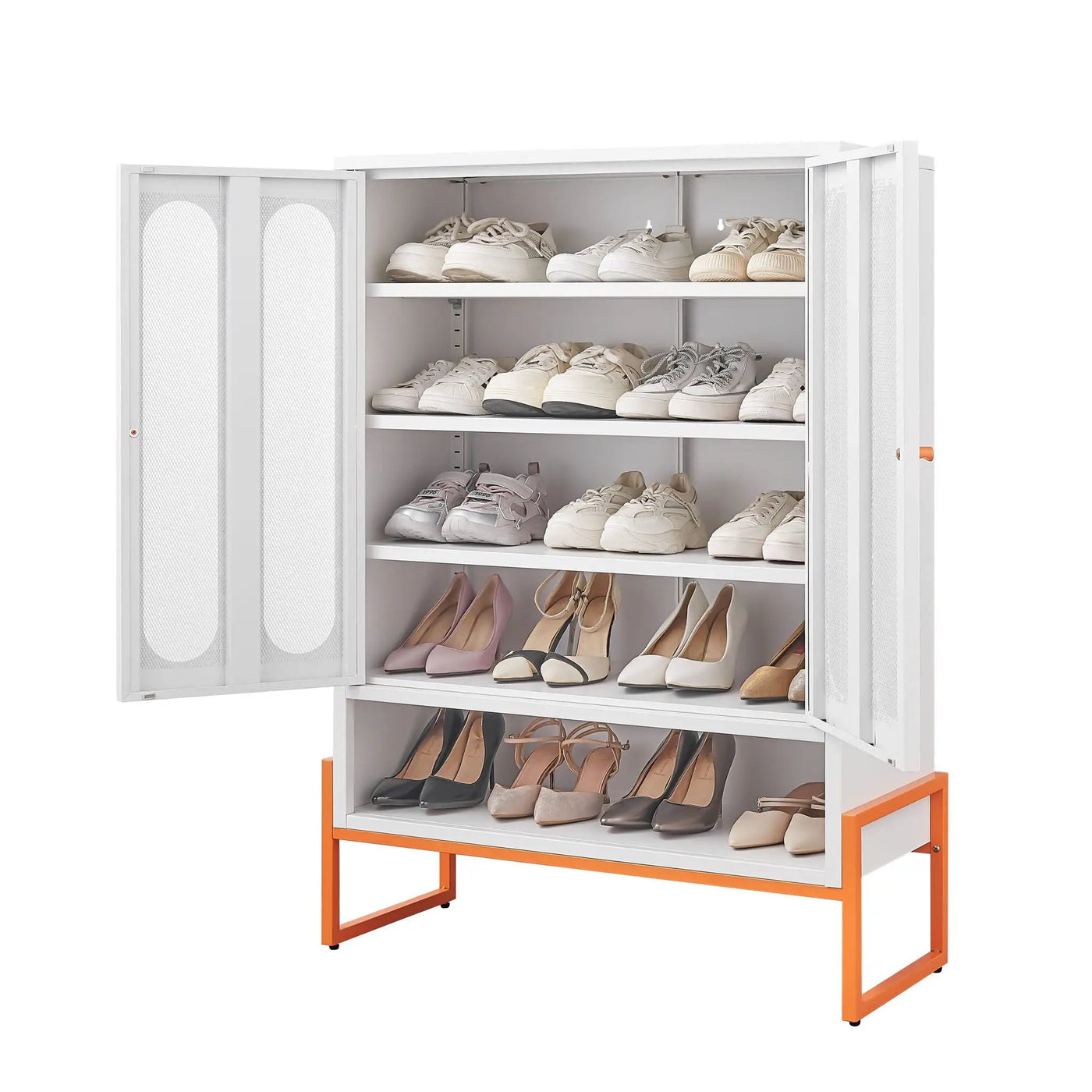 Modern Metal Shoe Cabinet With DoublebSided Doors And Adjustable Partitions by Unique Piece Furniture