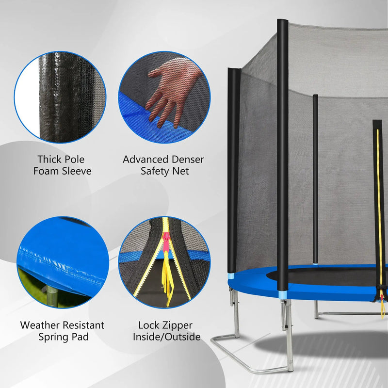 8FT Trampoline with Basketball Board and Inflator by HouseOfZazla