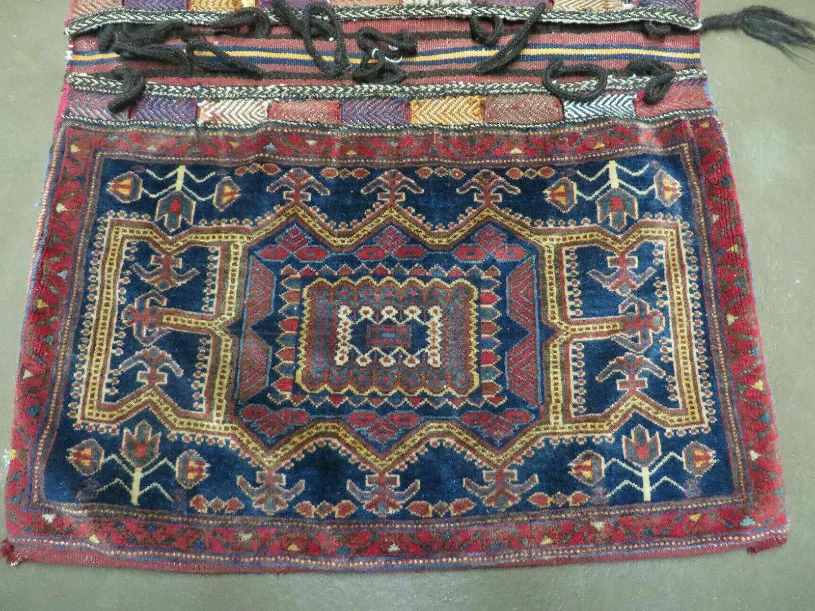3' X 4.5' Antique Handmade Turkish Tribal Wool Rug Double Saddle Bag Nice by Jewel Rugs