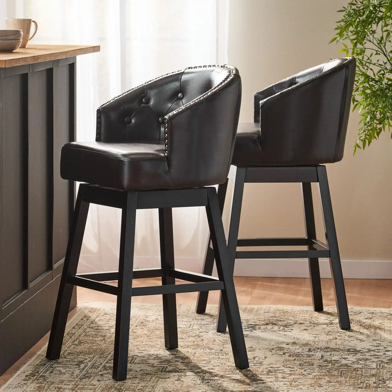 360 Degree Swivel Bar Stool With Stunning Nailhead Trim (Set of 2) by HouseOfZazla