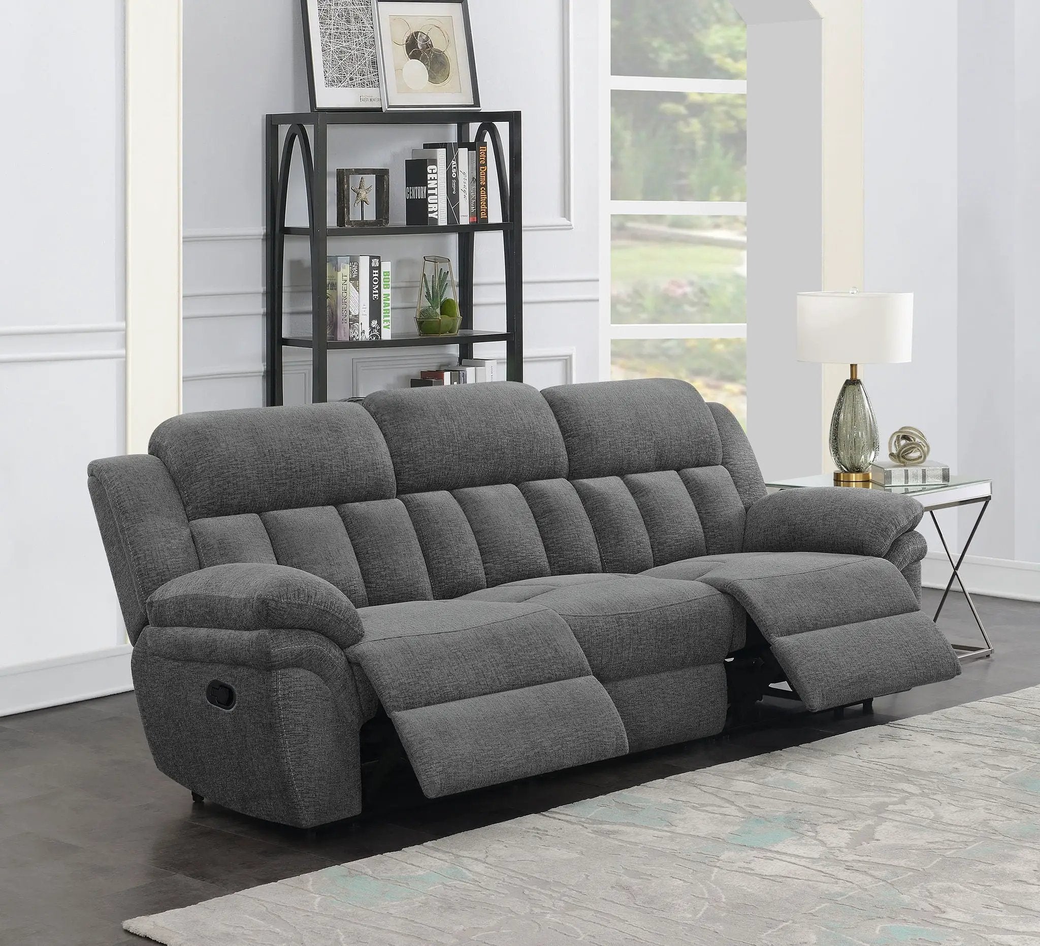 Bahrain Upholstered Motion Sofa Charcoal by Unique Piece Furniture