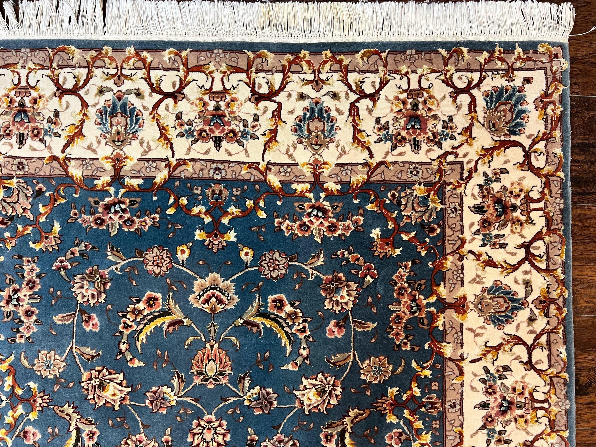 Sino Persian Rug 4x6, Very Fine Oriental Carpet, Handmade Rug 4 x 6, Floral Allover Vintage Traditional Wool & Silk Highlights, 200 KPSI by Jewel Rugs