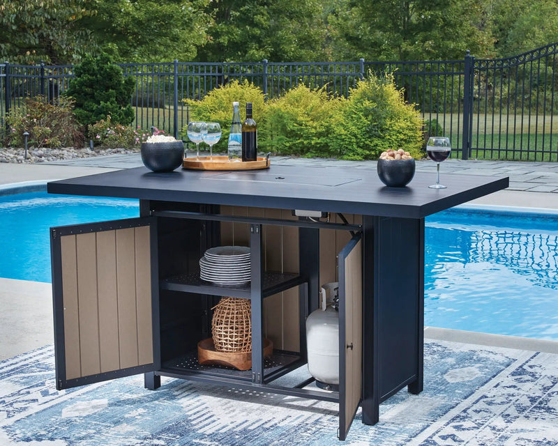 East Beach - Rectangular Bar Table With Fire Pit - Blue by Unique Piece Furniture
