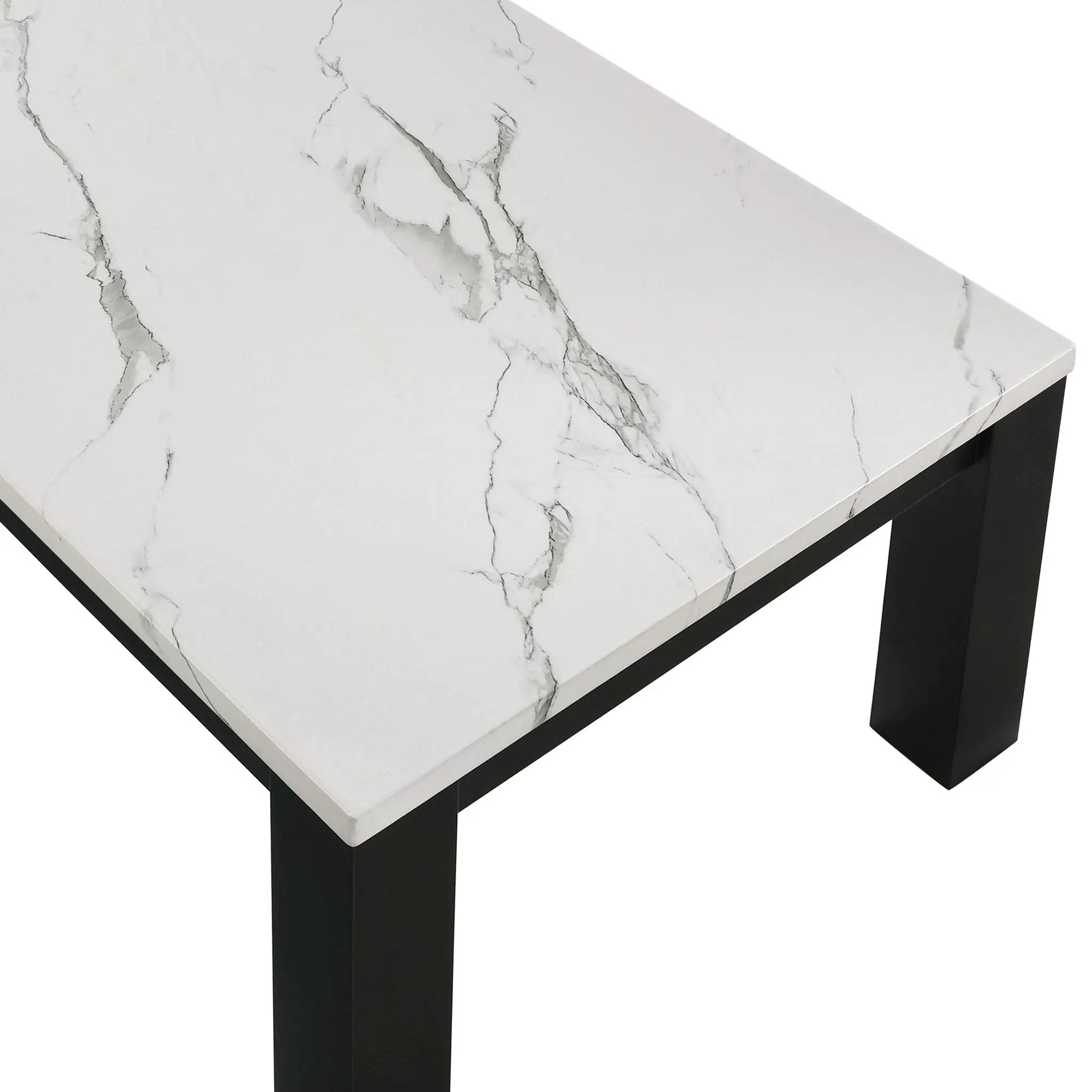 Modern 3 Piece Living Room Table Set With Faux Marble Top Wooden - Black / White by Unique Piece Furniture