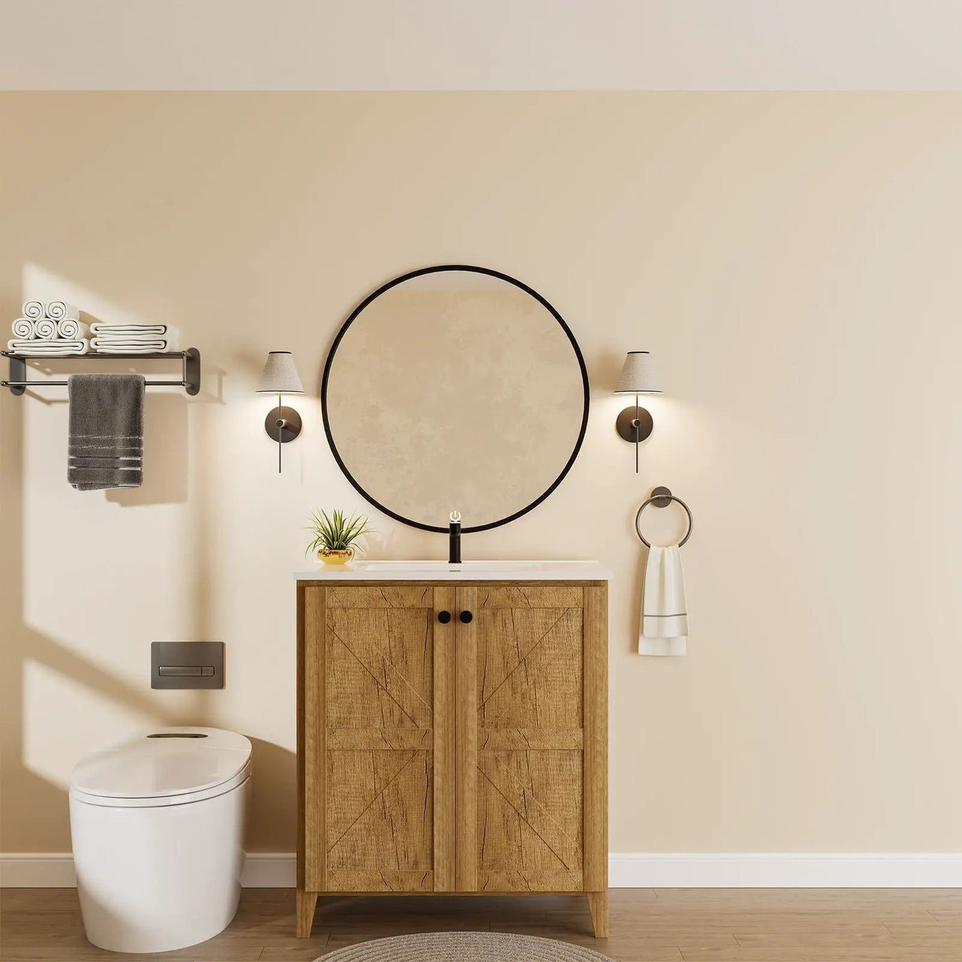 Folding Floor Cabinet With Ceramic Sink, Space Saving by HouseOfZazla