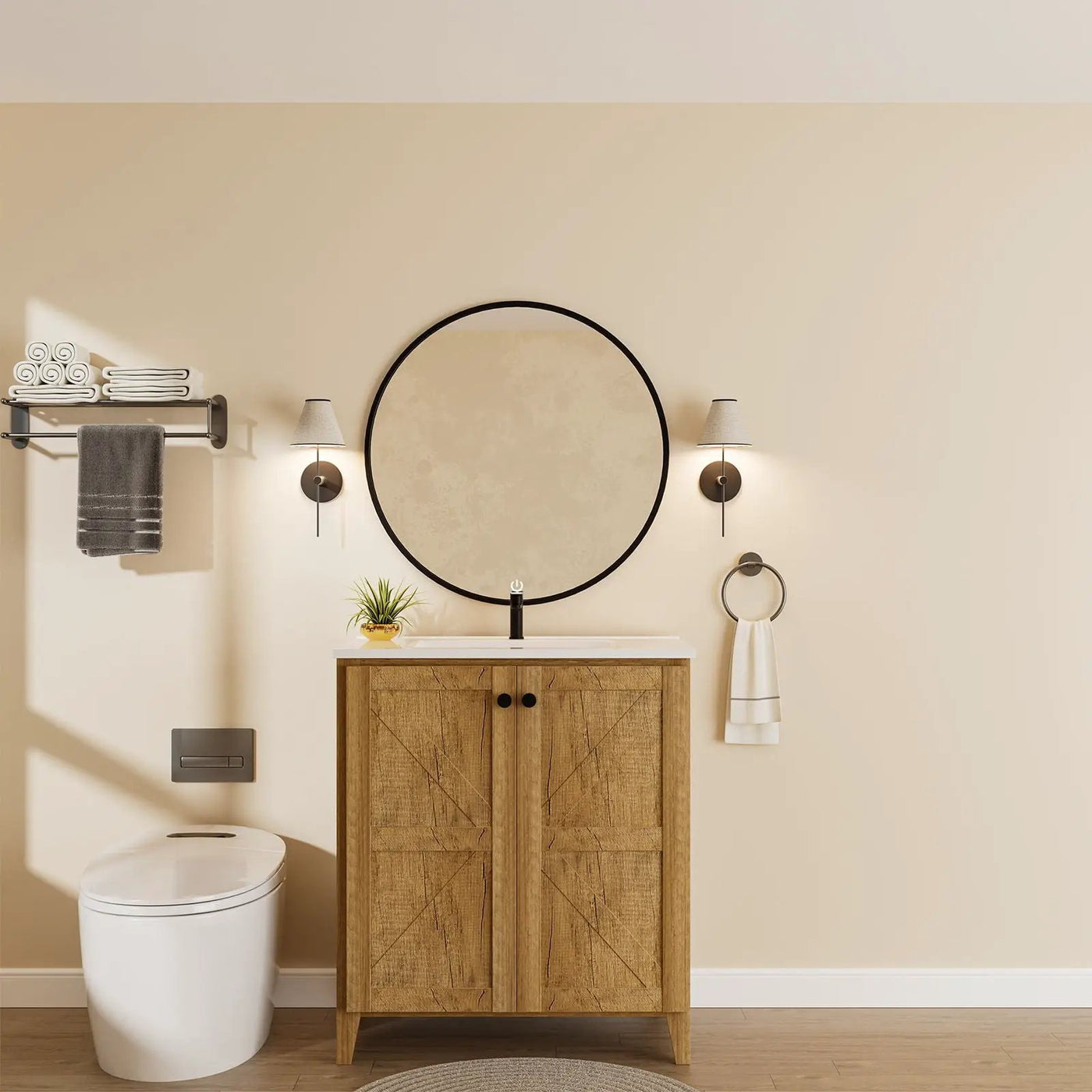 Folding Floor Cabinet With Ceramic Sink, Space Saving by Unique Piece Furniture