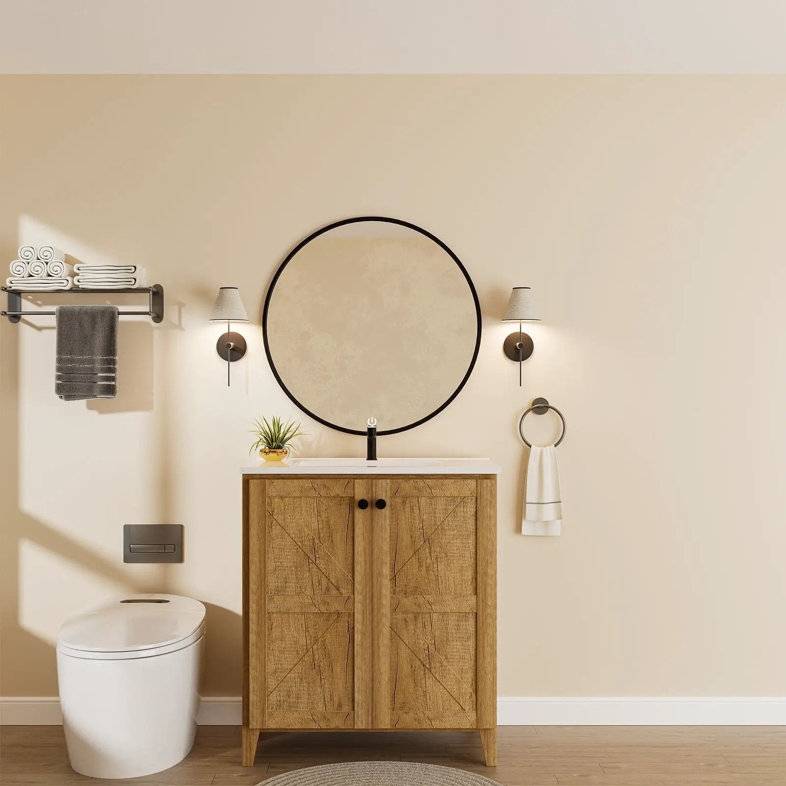 Folding Floor Cabinet With Ceramic Sink, Space Saving by Unique Piece Furniture
