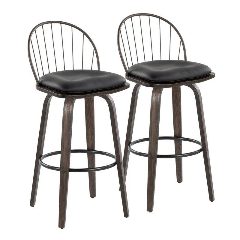 Riley - Industrial / Urban Fixed Height Barstool With Swivel With Removable Cushion (Set of 2) by Unique Piece Furniture