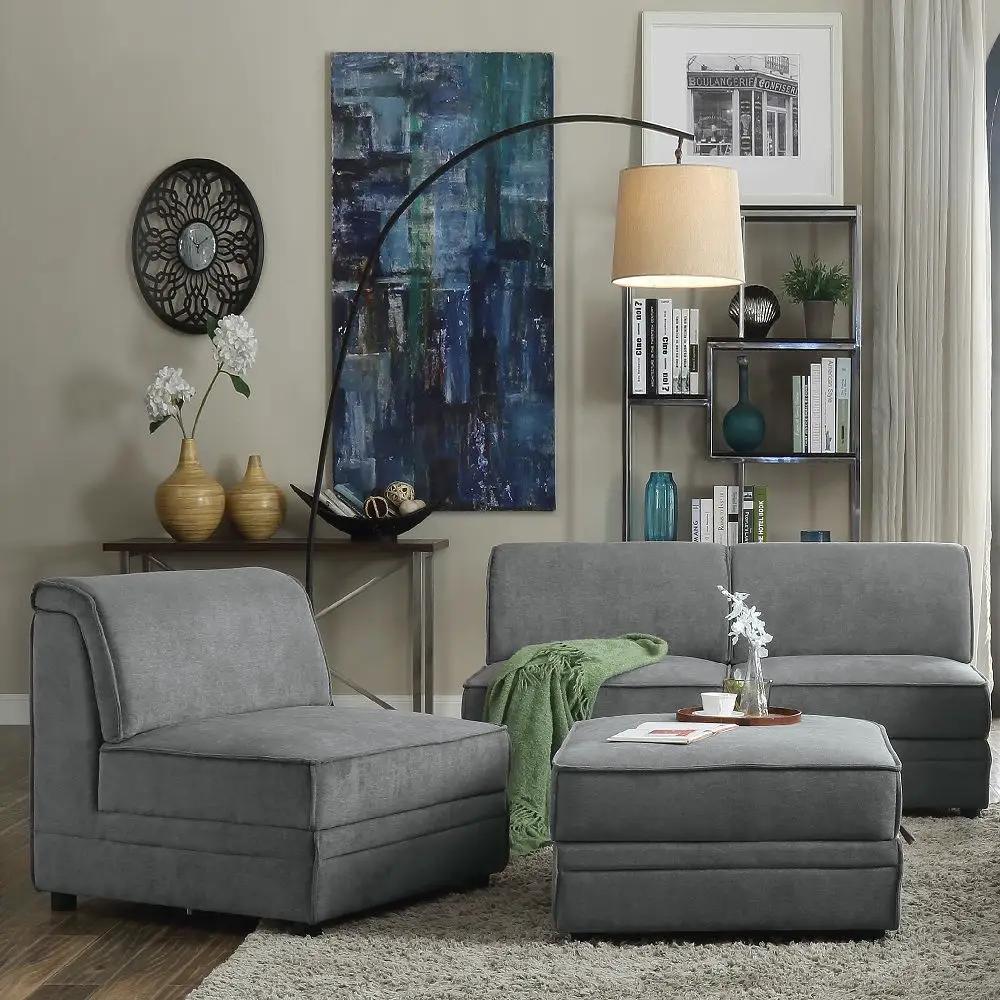 Bois - Modular Armless Chair - Gray Velvet by Unique Piece Furniture