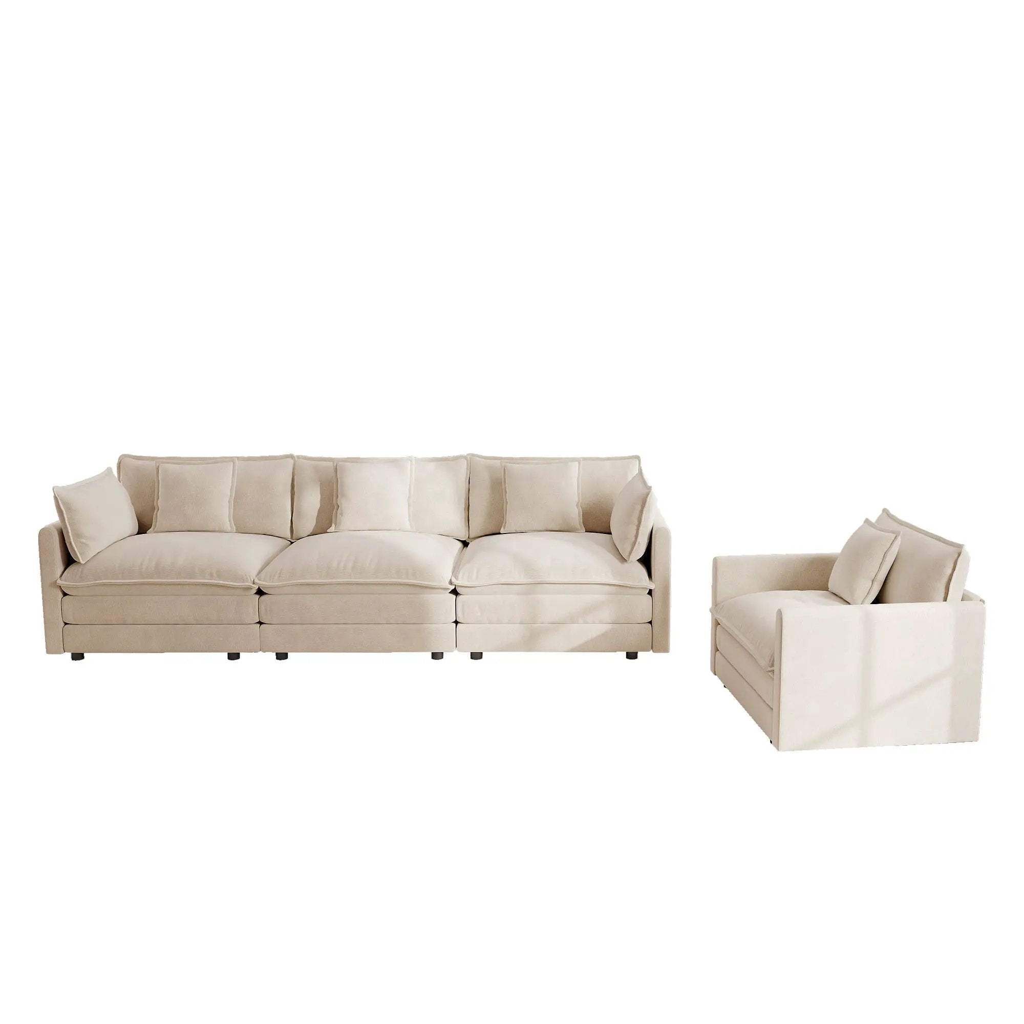 2-Piece Upholstered Sofa Set - Modern Sofa Couches Set by HouseOfZazla