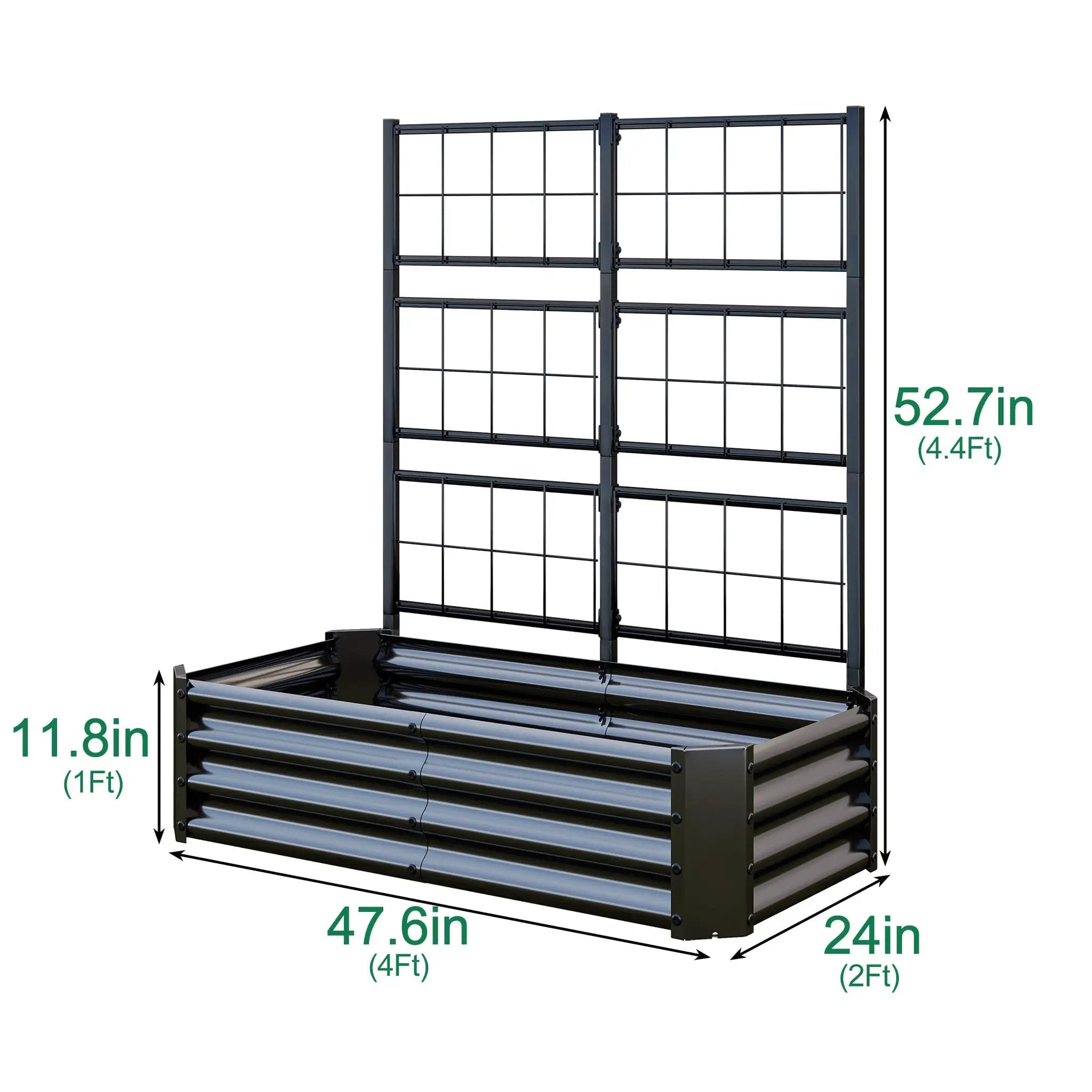 4x2x1FT Galvanized Raised Garden Bed with Arch Trellis by HouseOfZazla