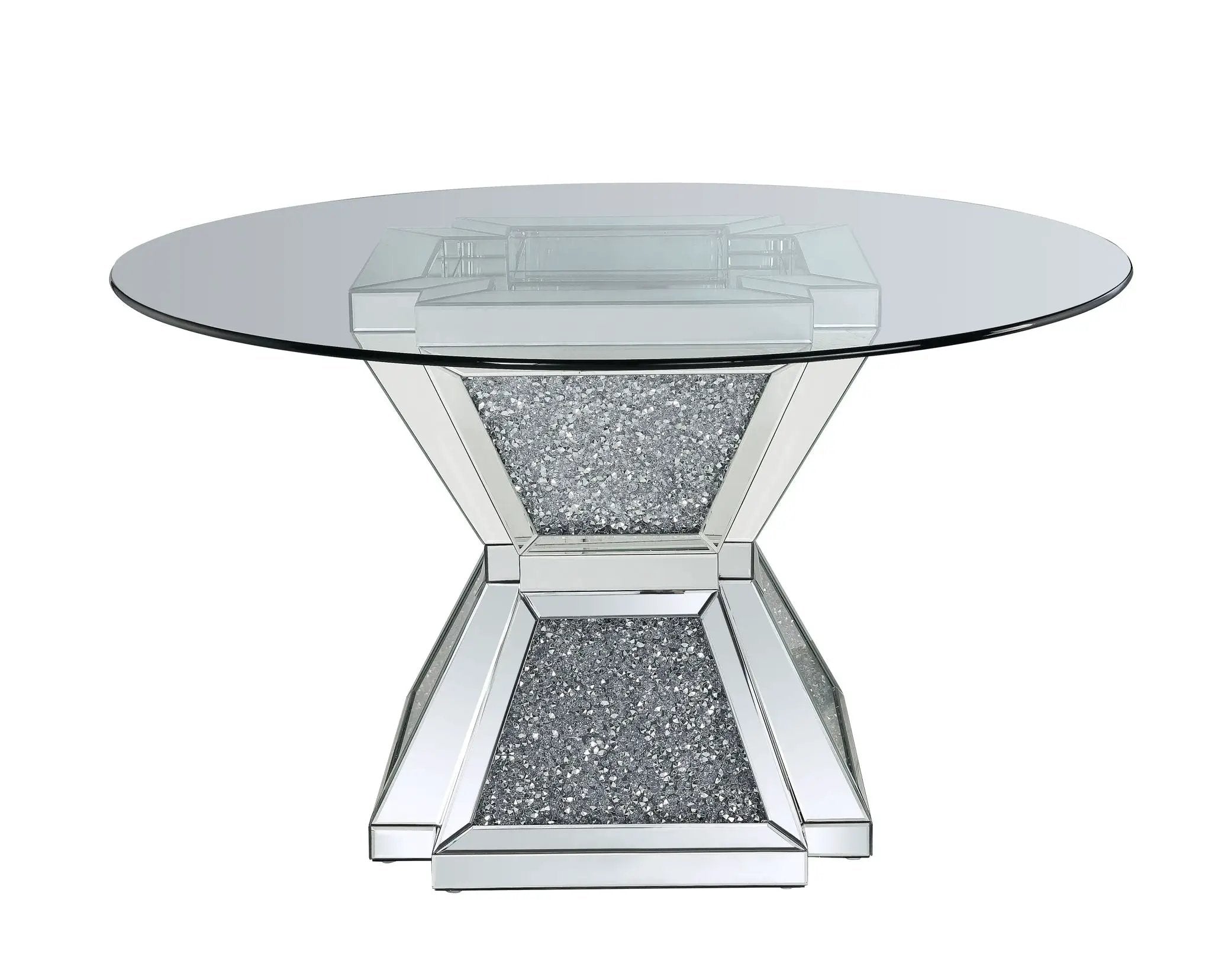 Noralie - 31" Dining Table - Clear Glass, Mirrored & Faux Diamonds by Unique Piece Furniture