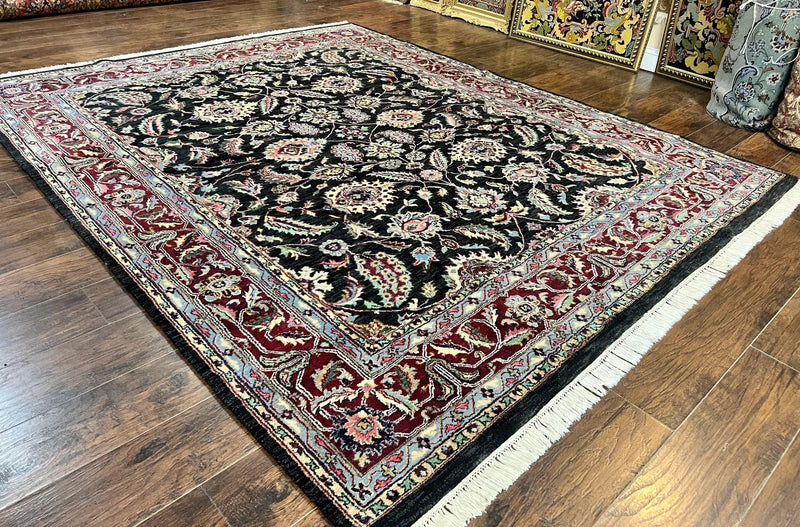 Indo Persian Rug 8x10, Nourison Carpet, Floral, Hand Knotted Vintage Wool Rug by Jewel Rugs