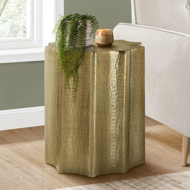 Drum Accent Side Table, Stylish Scalloped Design by Unique Piece Furniture